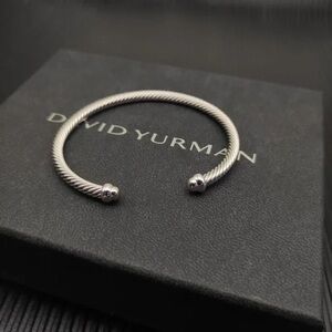 David Yurman Silver Twisted Cable Open Cuff Bracelet